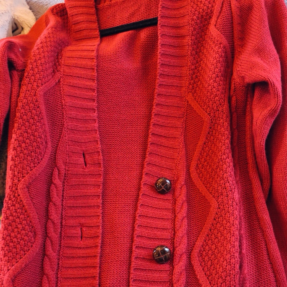 Women's Red Sweater Cardigan